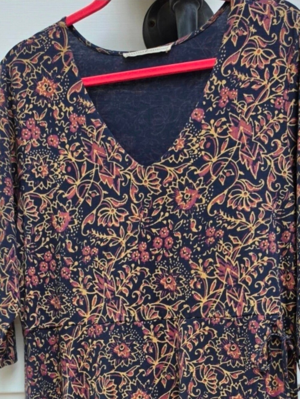 Peruvian Connection Sylvie wrap Dress L XL jersey pima modal floral v-neck $129